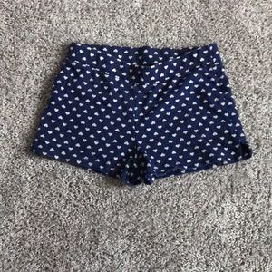 Girls Blue White Heart Shorts